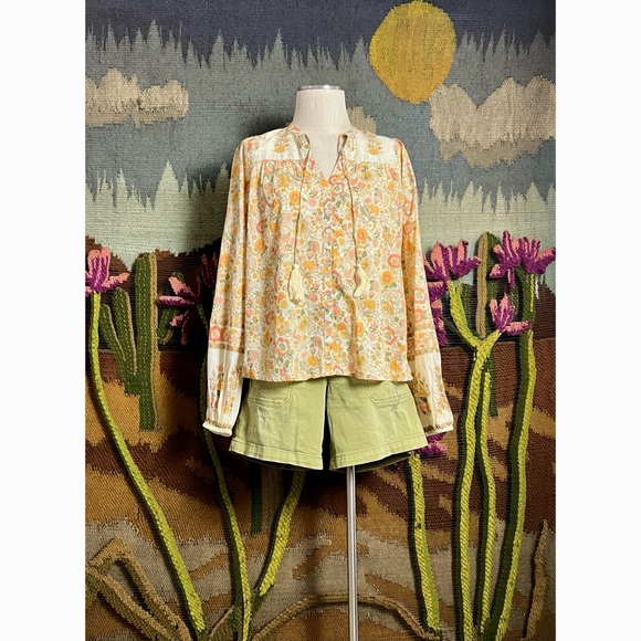 Elan Tie Neck Peasant Blouse M - Picture 6 of 15